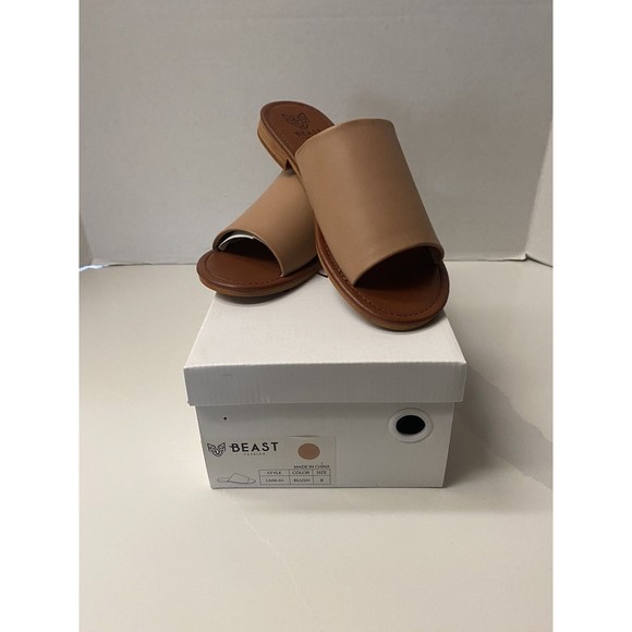 Leather Slide Sandals Blush Color The Beast Brand Size 6 - Picture 1 of 6